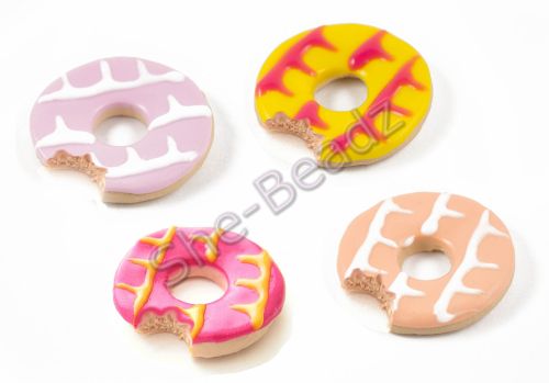 Fimo Large Party Ring Biscuit Pendants (Bitten) Pk 4