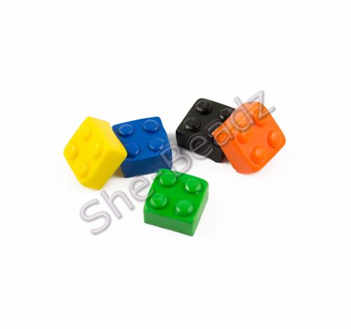 Fimo Lego Brick Charm Beads (4 block square) Pk 10
