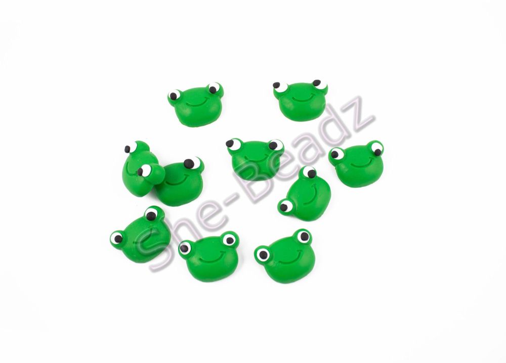 Fimo Frog Face Charms Pk 10