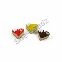 Fimo Heart Cheesecake Charm Pendants Pk 6