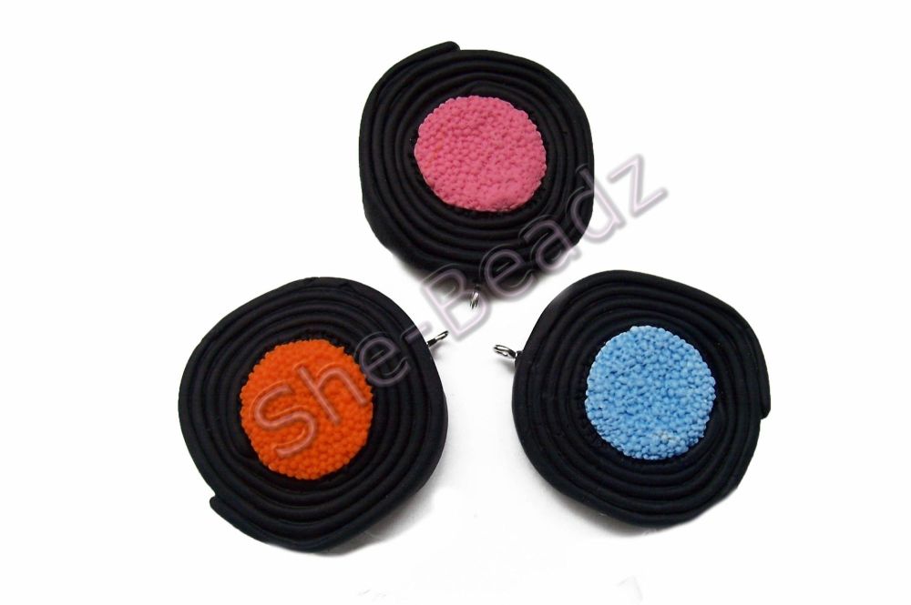 Fimo Liquorice Wheel Charm Pendants Pk 6