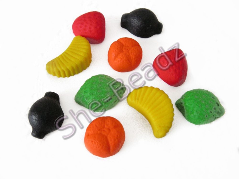 Fimo Fruit Gum Salad Bead Charms (Solid colour) Pk 10 