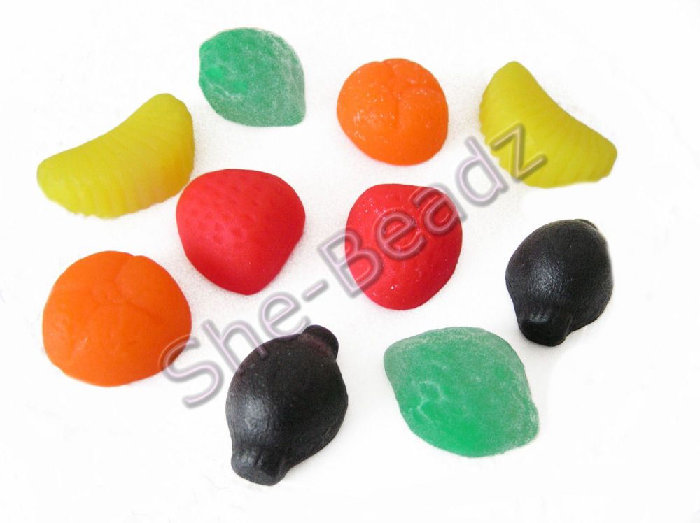 Fimo Fruit Gum Salad Bead Charms (translucent) Pk 10