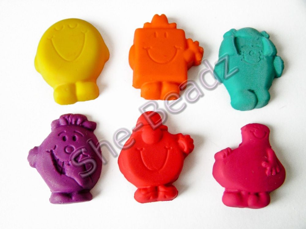 Fimo Mr Men Charm Beads Bold Coloures Pk 12