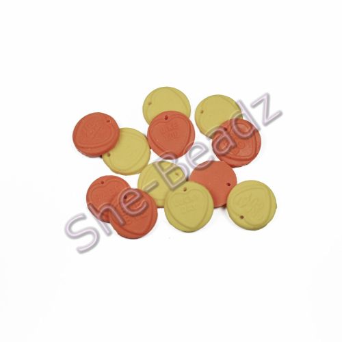 Fimo Orange & Yellow Mix Sweet Heart Beads Pk 12