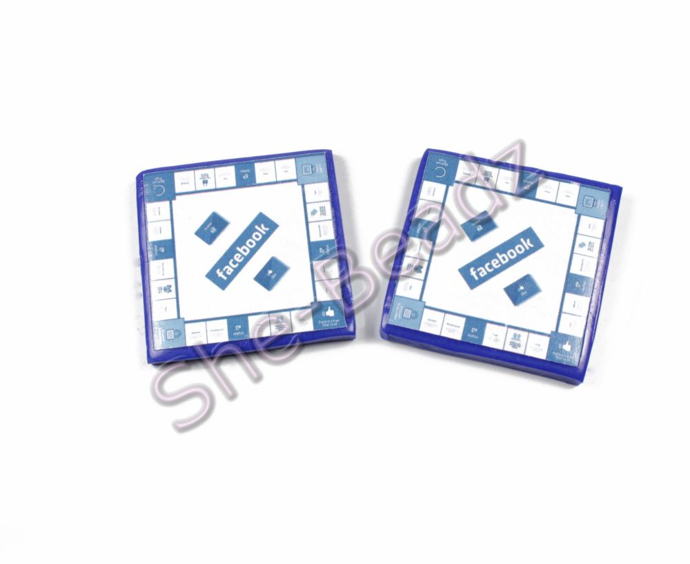 Fimo Facebook MONOPOLY Board Game Pendants Pk 2