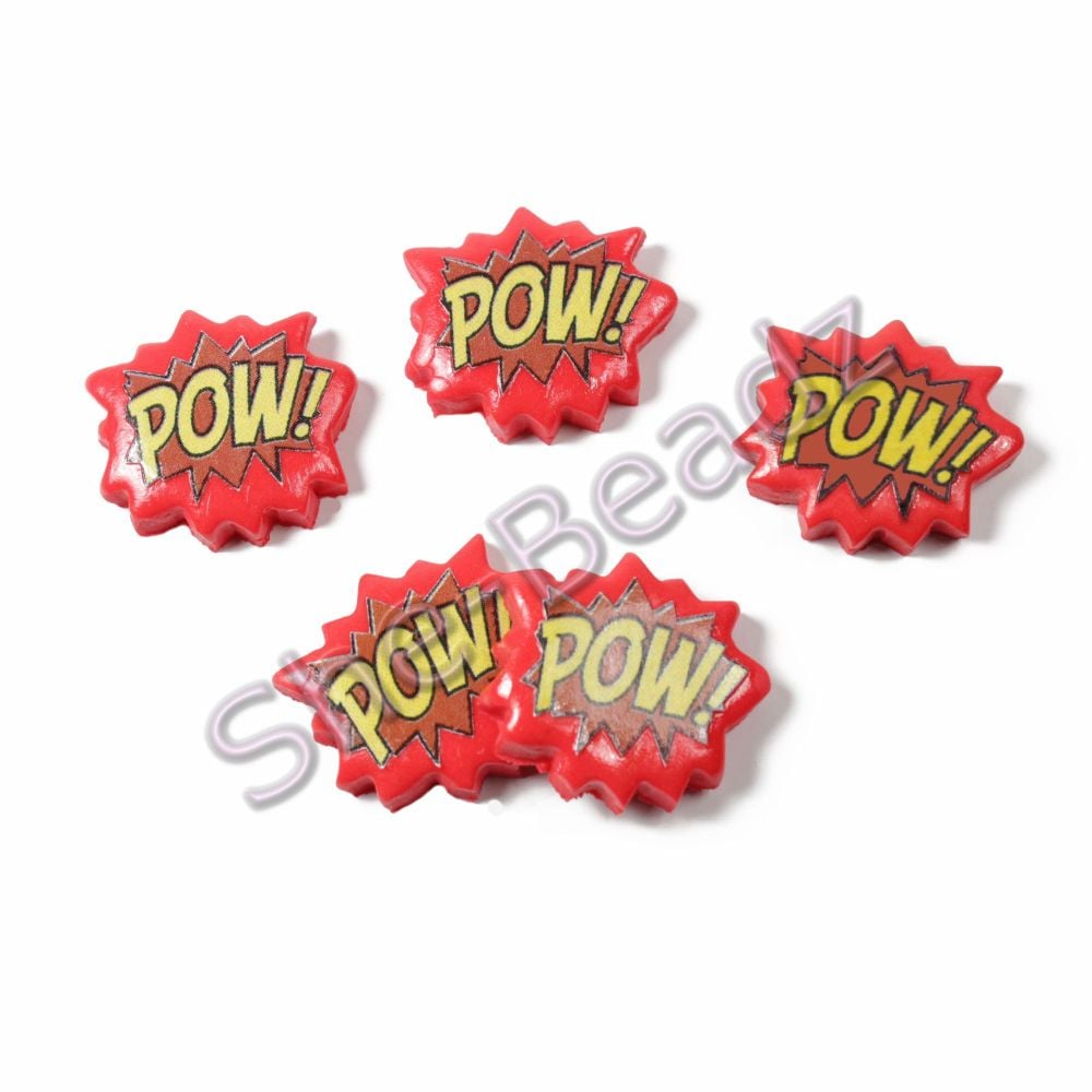 Fimo POW! Pop Art Charm Beads (Red) Pk 10