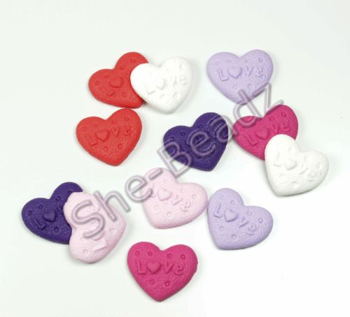 Fimo Embossed Heart Charms Pk 12