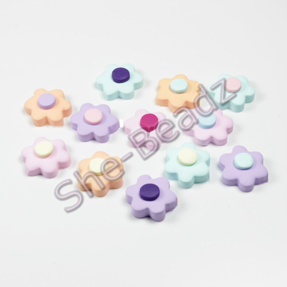 Fimo Flower Charm Beads Pk 12