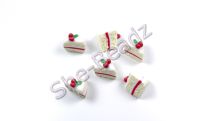 Fimo Cherry Cake Slice Charm Beads Mini Pk 6