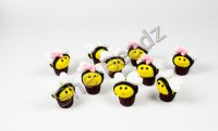 Fimo Bee Cupcake Charm Beads Mini Pk 10