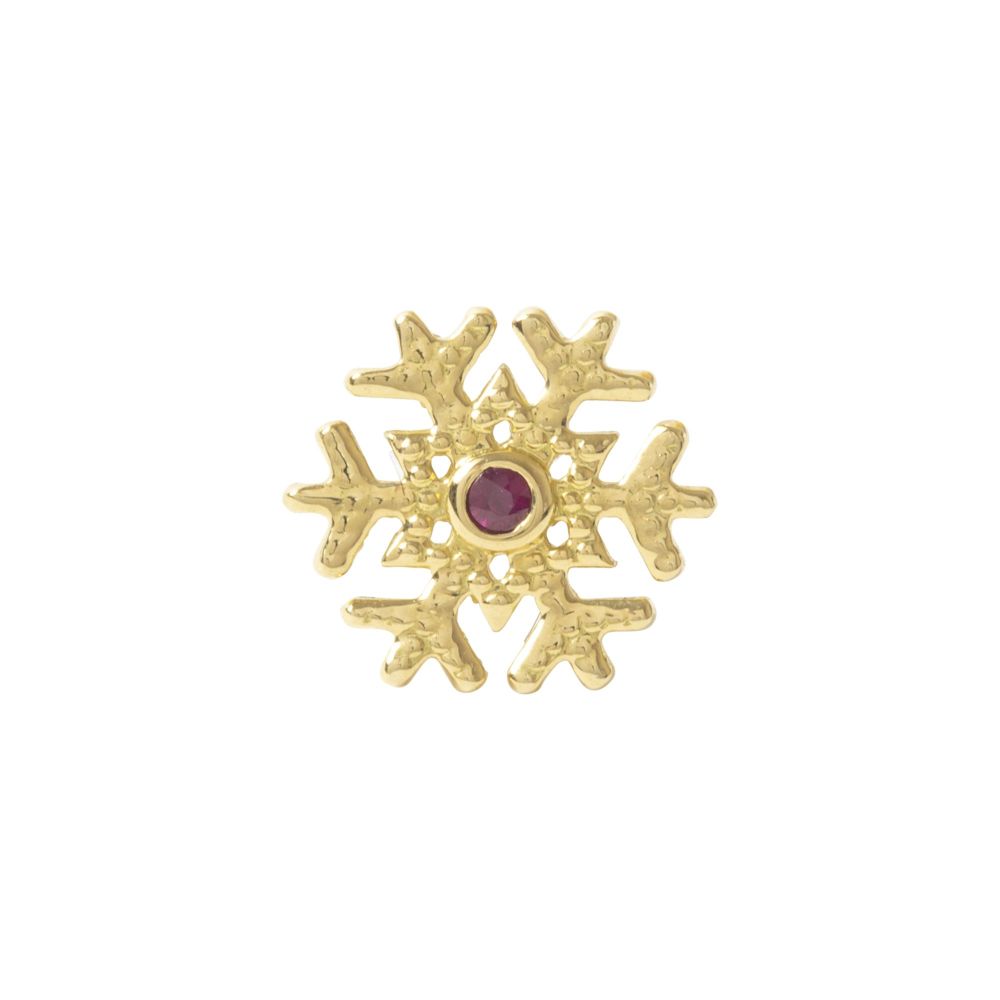 Snowflake, 18 Carat Yellow, solid Gold, front only