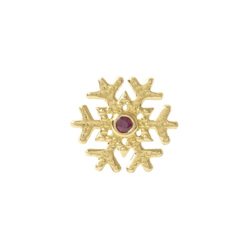 Snowflake, 18 Carat Yellow, solid Gold, front only