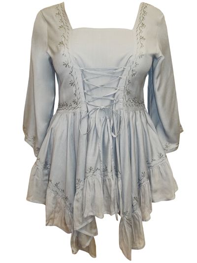 Whimsical enchated lace up front top