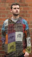 Unisex printed patchwork hooded shirt [A]