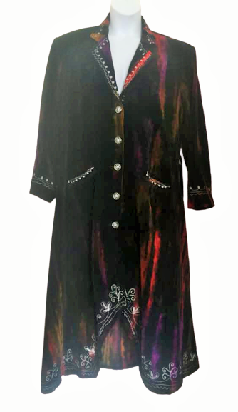 Gorgeous velvety tie dye steampunk /hippy jacket plus size /unisex