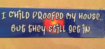 Fun bumper sticker, I child proofed my house but they still get in