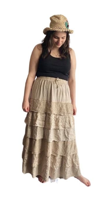 Stevie waterfall boho skirt   [light tan colour]