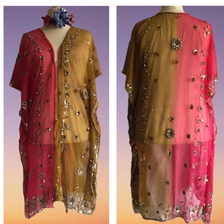 Beautiful sheer beaded and sequined kaftan top
