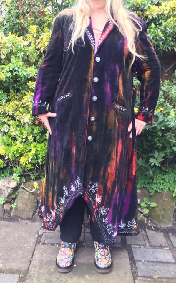 Gorgeous velvety tie dye steampunk /hippy jacket plus size /unisex