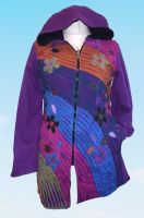 Applique flower fleece lined jacket [BUST 40 inches]