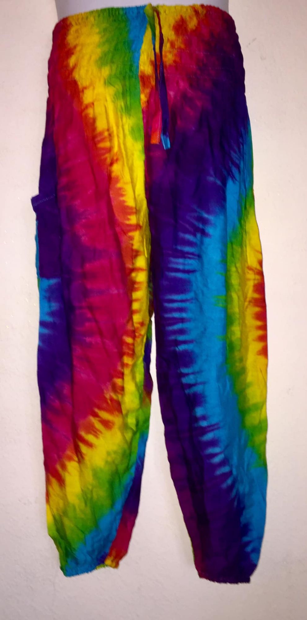 Hippy festival RAINBOW   tie dye harem trousers [waist 22-40 inches] TR12
