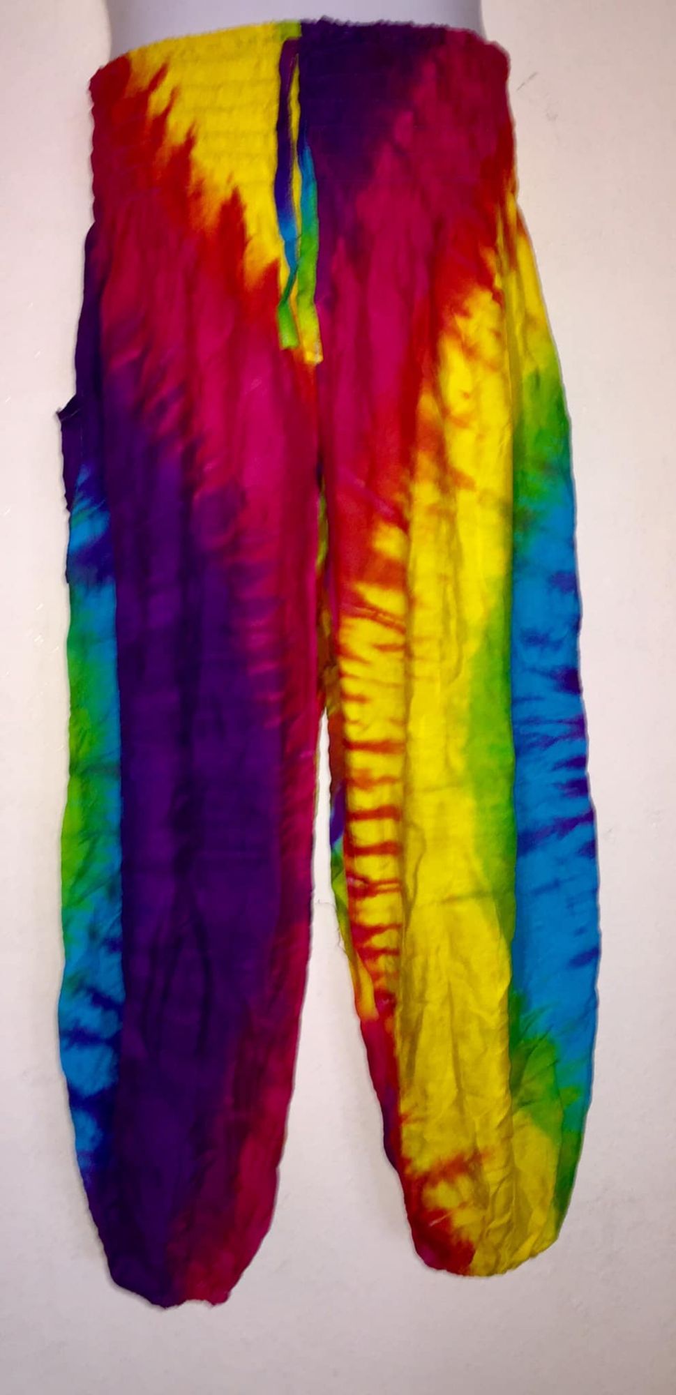Hippy festival RAINBOW   tie dye harem trousers [waist 22-40 inches] TR13