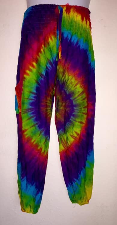 Hippy festival RAINBOW   tie dye harem trousers [waist 22-40 inches] TR11