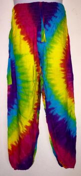 Hippy festival RAINBOW   tie dye harem trousers [waist 22-40 inches] TR09