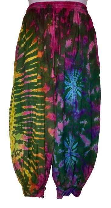Hippy festival MULTI  tie dye harem trousers [waist 26-46 inches] TR20