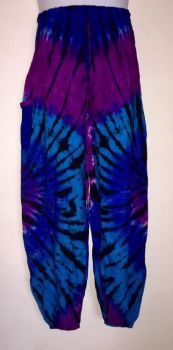 Hippy festival OCEAN   tie dye harem trousers [waist 22-36 inches] TR03