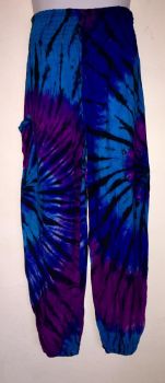 Hippy festival OCEAN   tie dye harem trousers [waist 22-36 inches] TR22