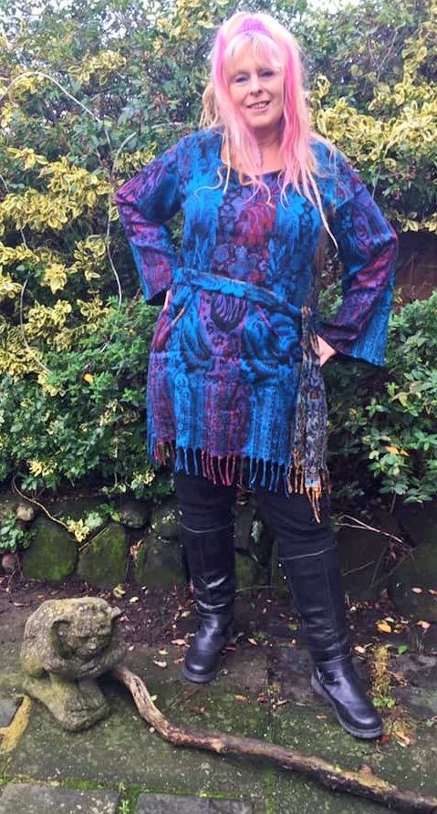 Avaline cashmelon pixie hood dress with belt 