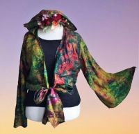 Sari bell sleeve  tie dye hooded wrap Tia top 16-18 [Autumn]