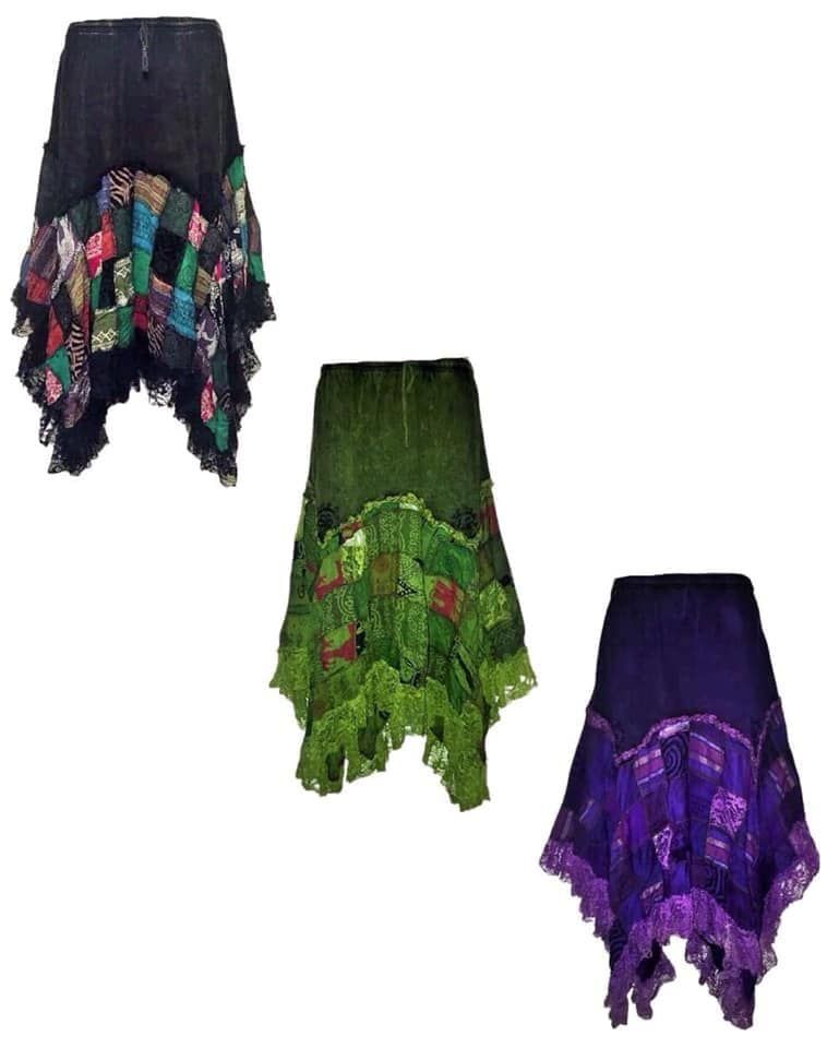 Faery realm lace frilled patchwork skirt