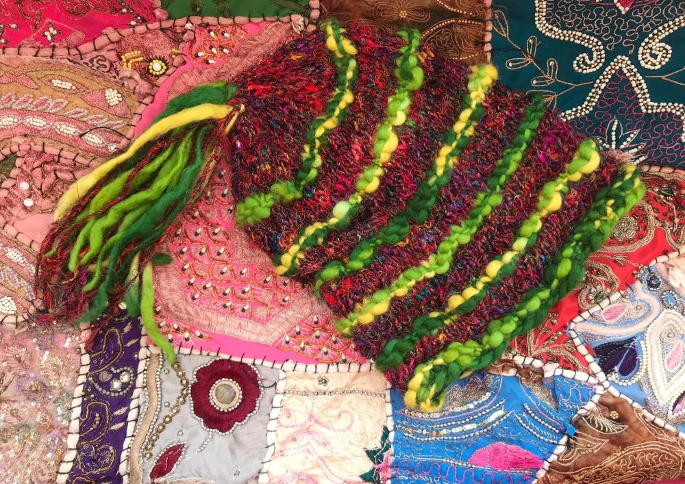 wool and recycled silk dreads hat