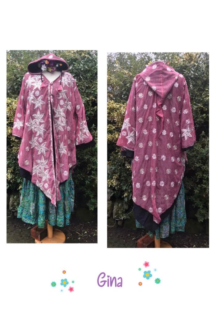 Louanna-Sunshine vintage sari pixie hood jacket [Gina]