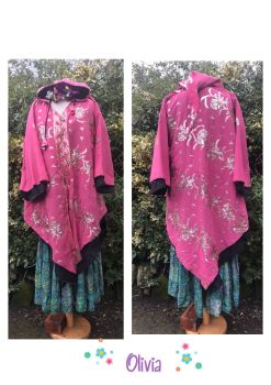 Louanna-Sunshine vintage sari pixie hood jacket [Olivia]