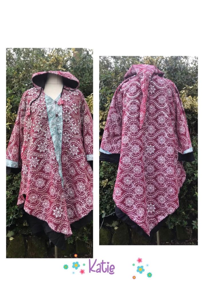 Louanna-Sunshine vintage sari pixie hood jacket [Katie]