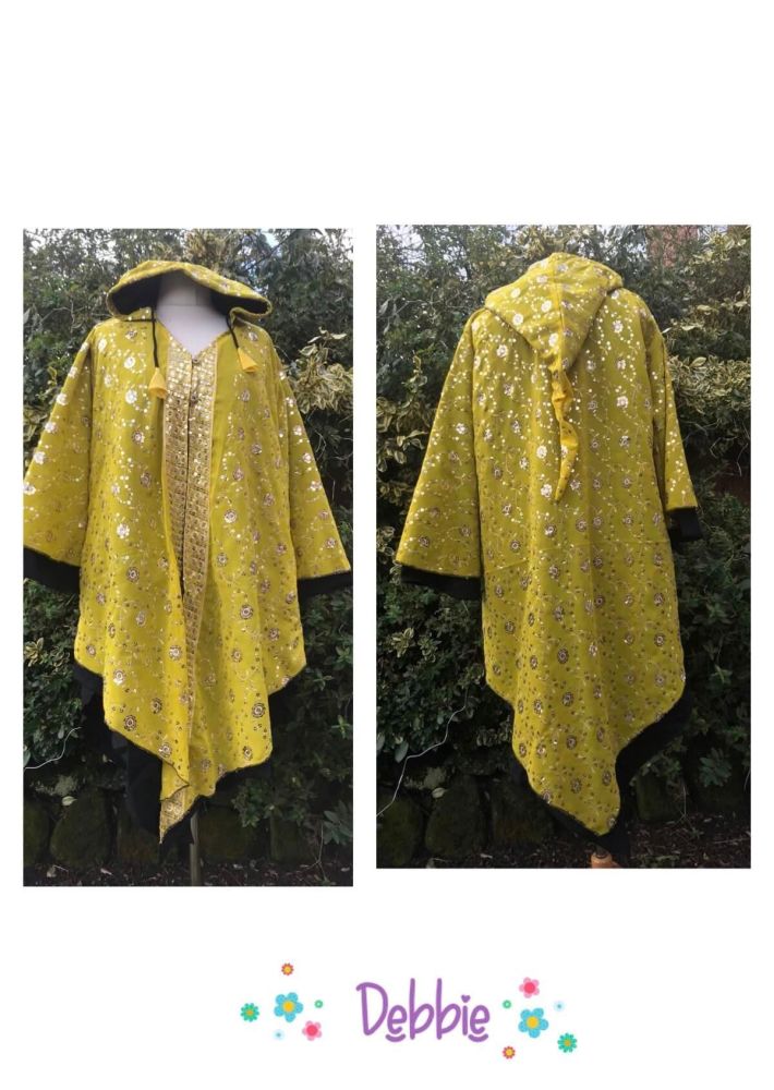 Louanna-Sunshine vintage sari pixie hood jacket [Debbie]