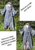 Witchy sleeve Sarena wrapover dress or wear as loose jacket, sizes 14-18  & 20-24/26
