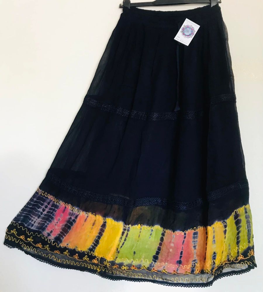 Gorgeous deep blue tie dye hippie skirt