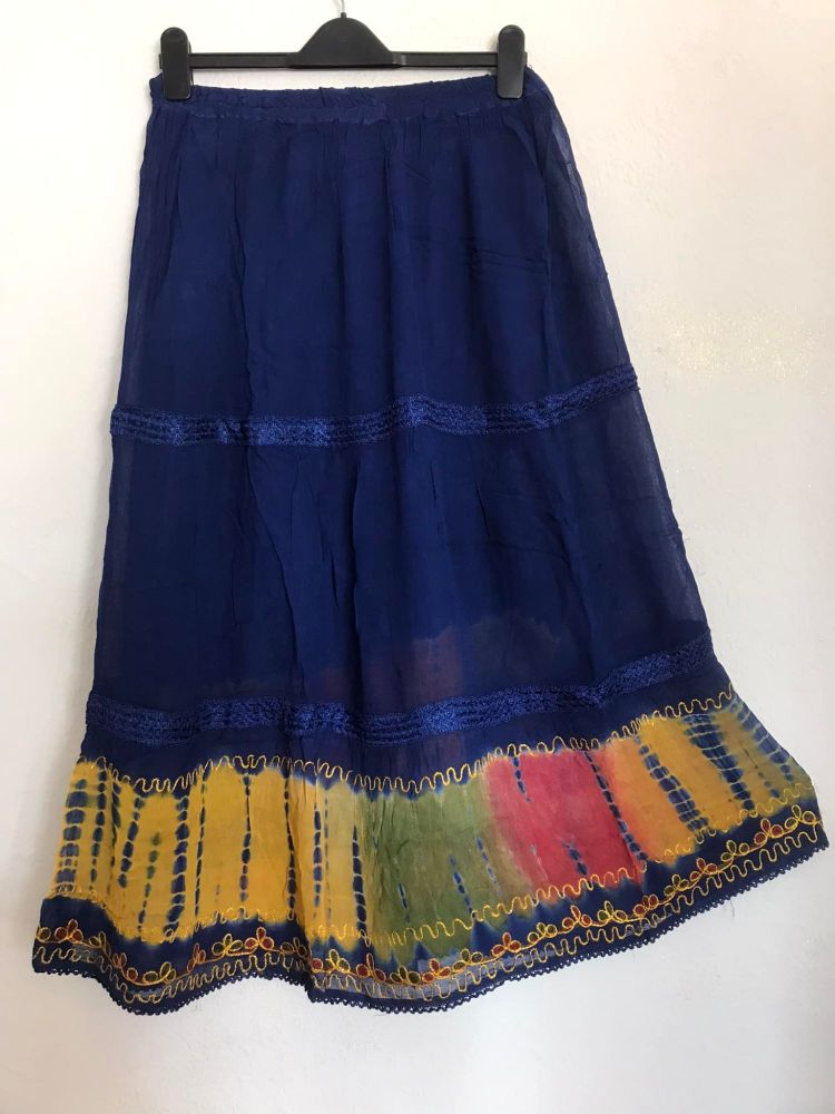 Gorgeous deep blue tie dye hippie skirt