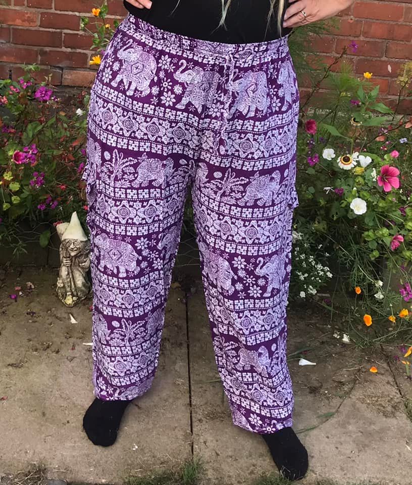 Elephant print cargo trousers