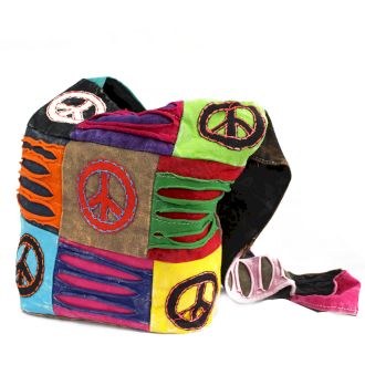 Razor cut and peace sign  applque shoulder bag