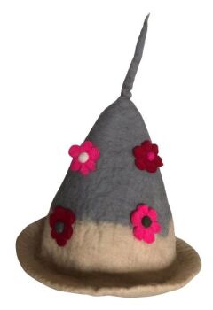 Gorgeous witchy  felt flower hat