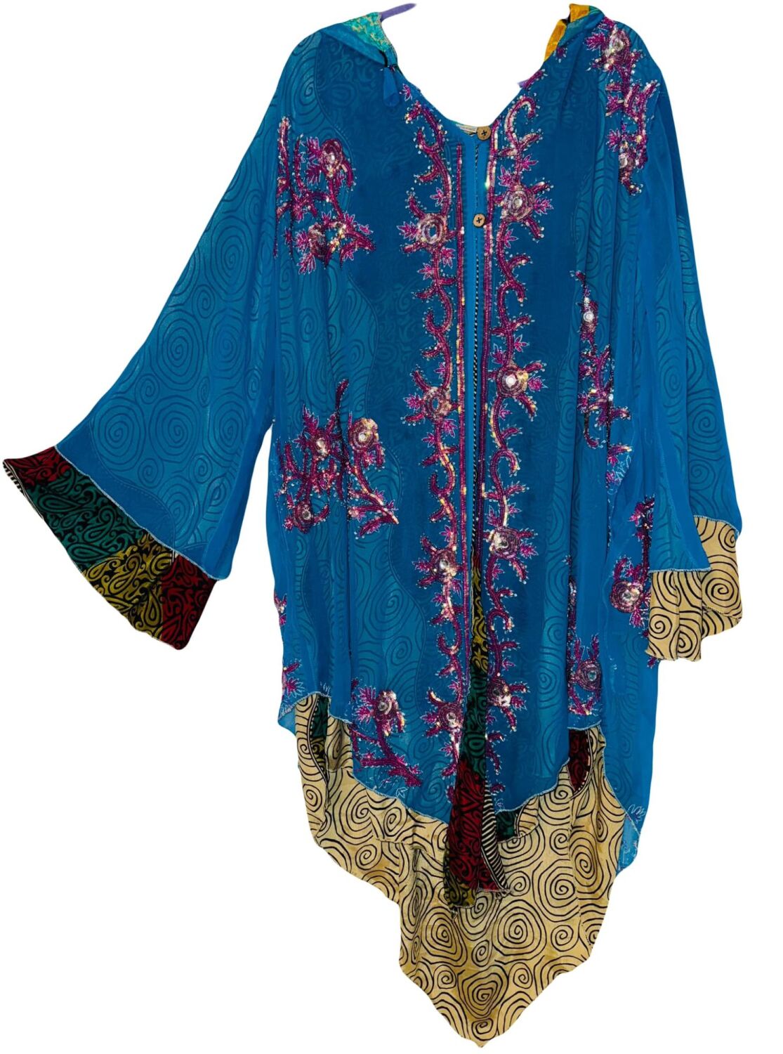 Louanna-Sunshine decorated sari pixie hood jacket