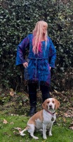 Pixie hooded Elowen  tunic fringed dress with belt [blue with purple] curvy