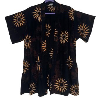Batik black sun  open front kimono top Curvy annie