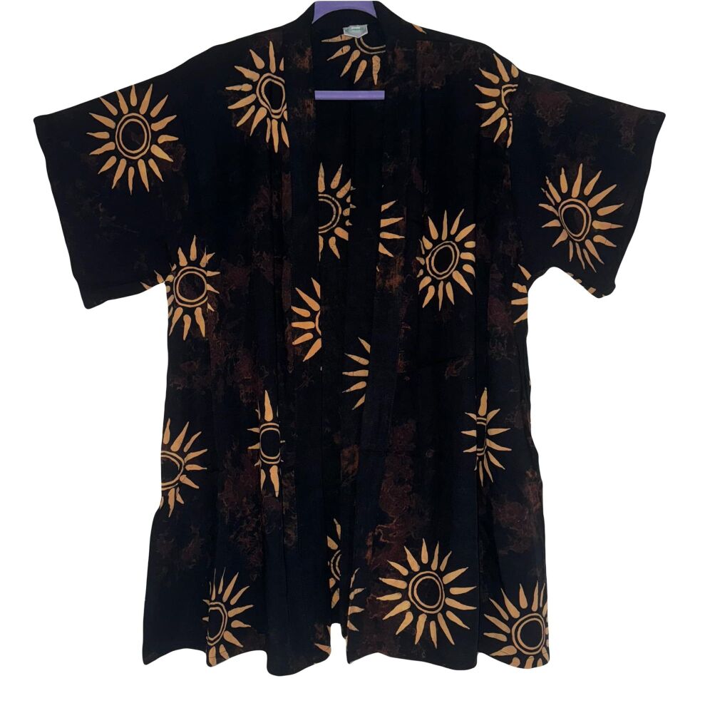 Batik black sun  open front kimono top Curvy annie